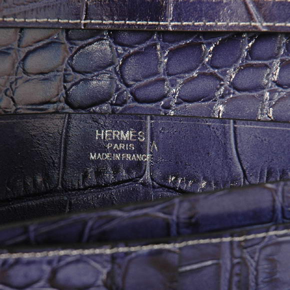 High Quality Hermes Bearn Japonaise Croco Leather Tri-Fold Wallet H308 Blue Fake - Click Image to Close
